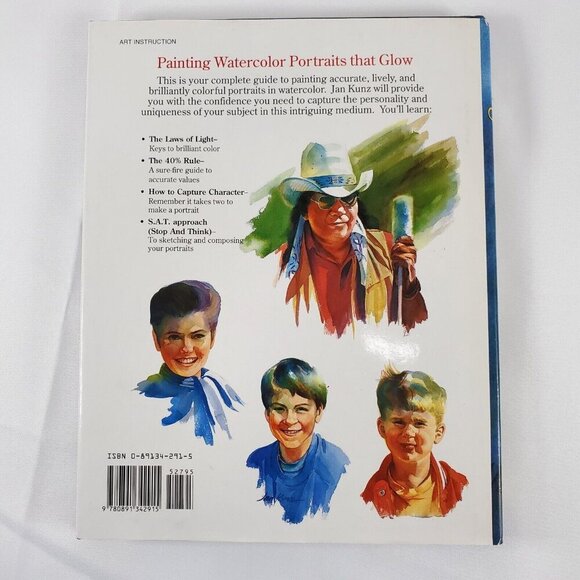 Painting Watercolor Portraits That Glow - Hardcover, by Jan Kunz  1989 - Picture 2 of 8